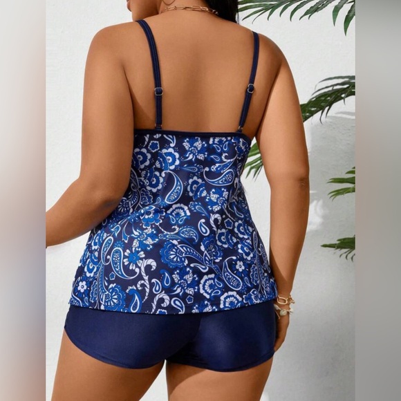 NWT Plus Size Women Vacation Paisley Printed Cami-Top & Boxer Shorts Bikini 4XL - Picture 2 of 6